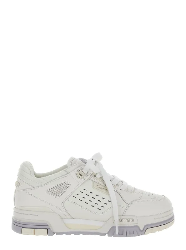 'Onyx' White Low Top Sneakers With Logo Detail In Leather And Fabric Woman