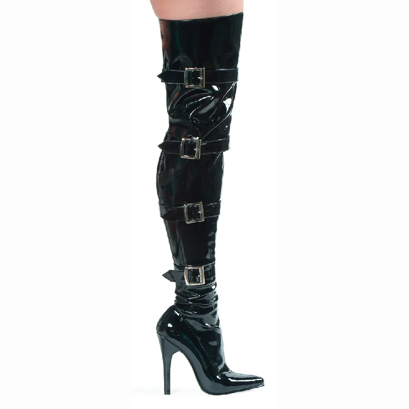 Buckleup-511 Thigh High Buckled Stiletto Boots