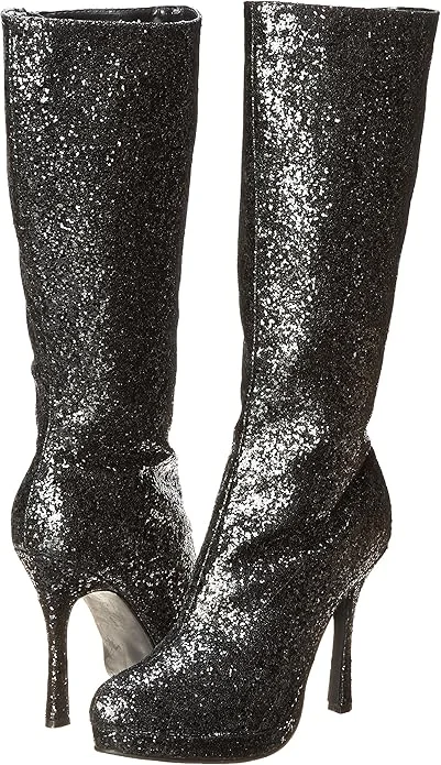 Zara-421 Glitter 4"" Stiletto Knee Boots