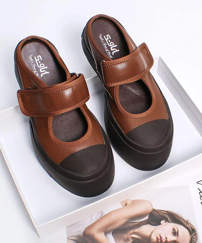 Chocolate Platform Buckle Strap Slide Sandals