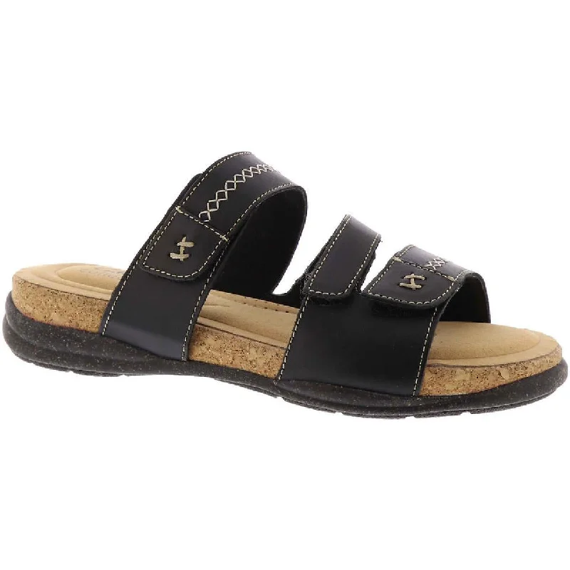 Clarks Womens Roseville Bay Leather Adjustable Slide Sandals