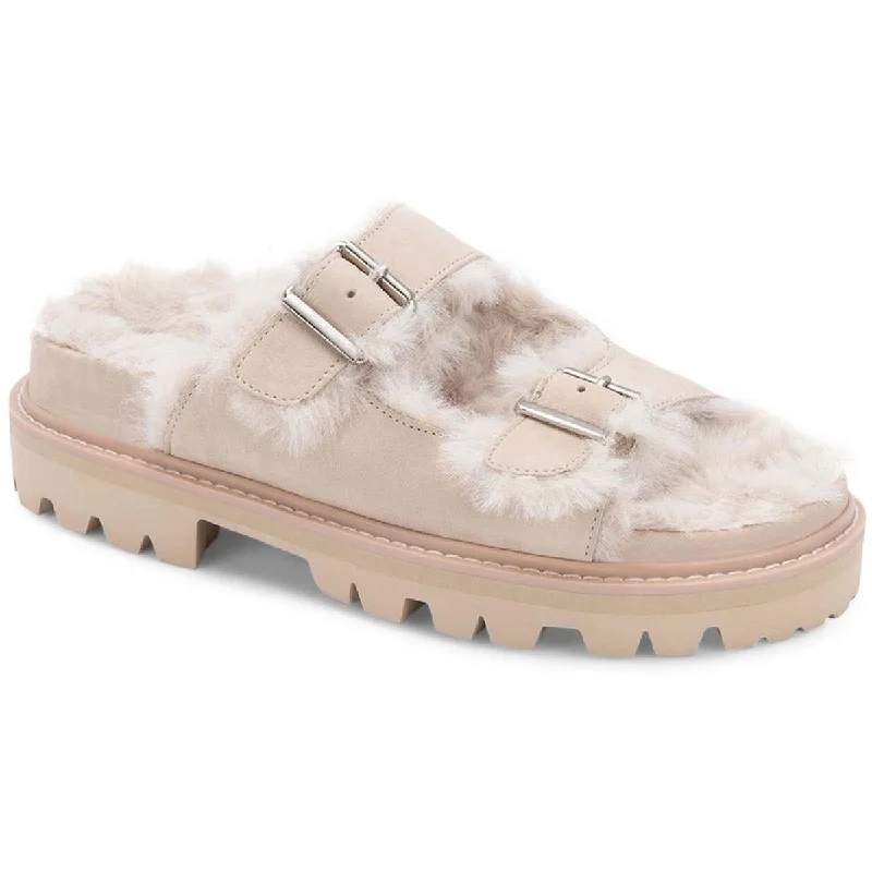 Dolce Vita Womens Neelo Faux Fur Slip On Platform Sandals