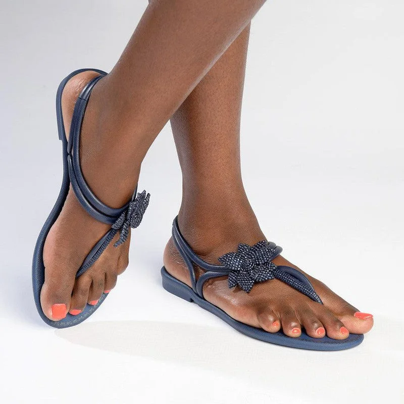 Grendha Floretta Ladies Thong Sandals - Navy