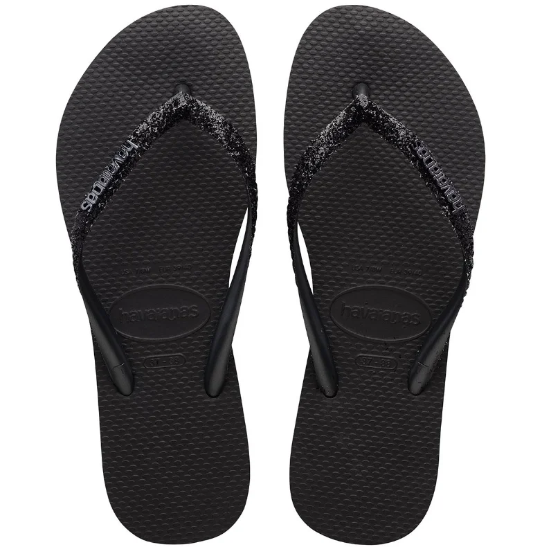 Havaianas Womens Slim Glitter II Black Dark Grey