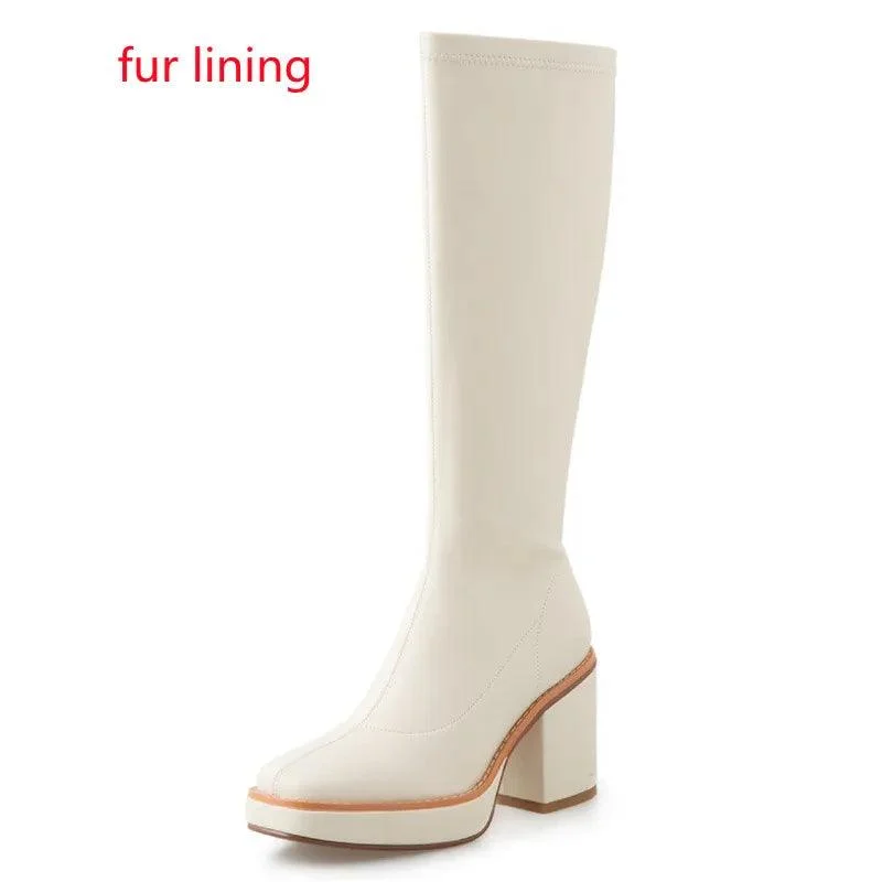 High Heels Women's Casual Shoes WCSFOS45 Stretch Knee-High Boots