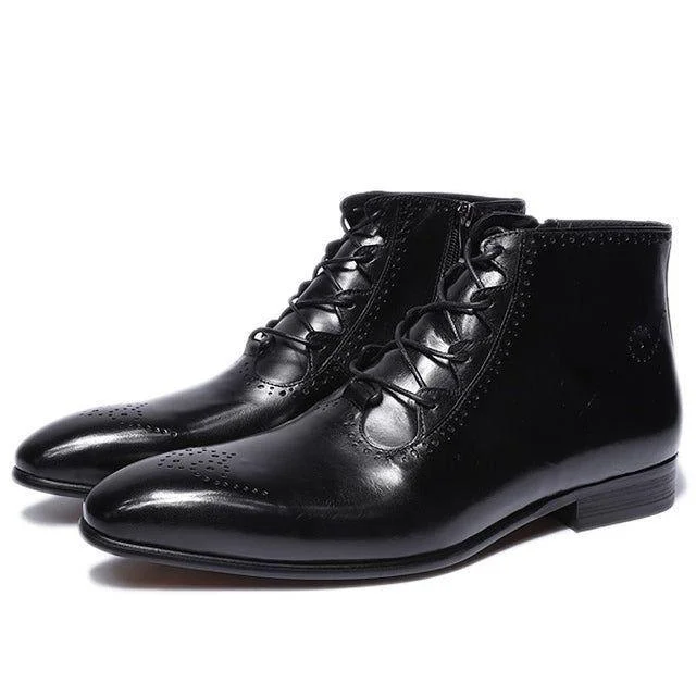 Leather Formal Business Ankle Boots Men's Casual Shoes MCSSOC09