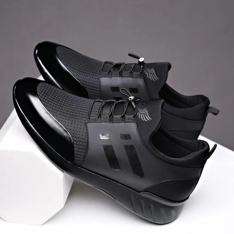 Men's Casual Shoes 2021 Lycra+ Cow Leather British Black Shoes