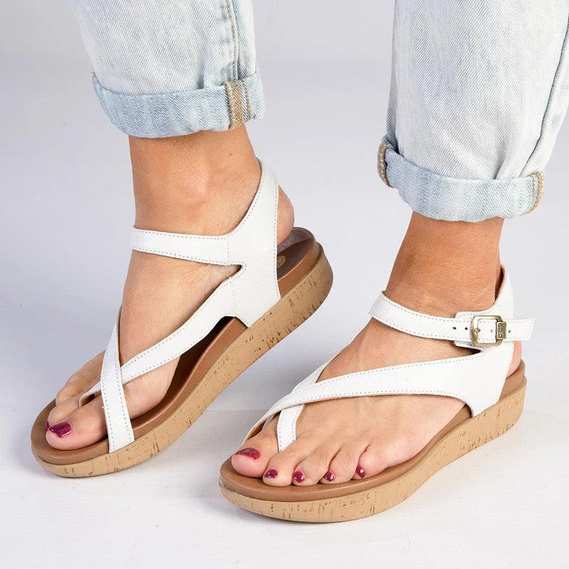 Tsonga Umnyango Leather Cork Wrap Sandals - White Cayak