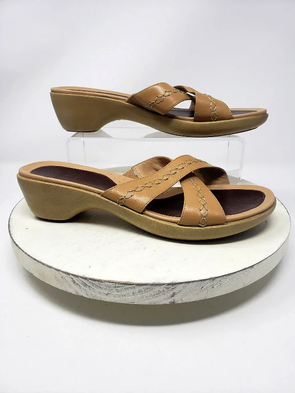 ecco Size 10 (41) Beige Stitched Slide Sandals NWOB