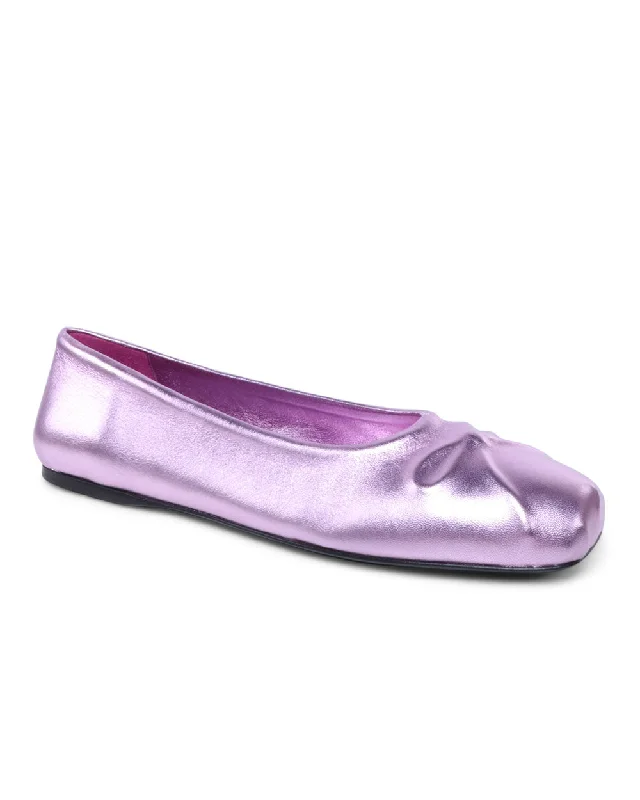 Dancer Metallic Ballet Flats in Pink