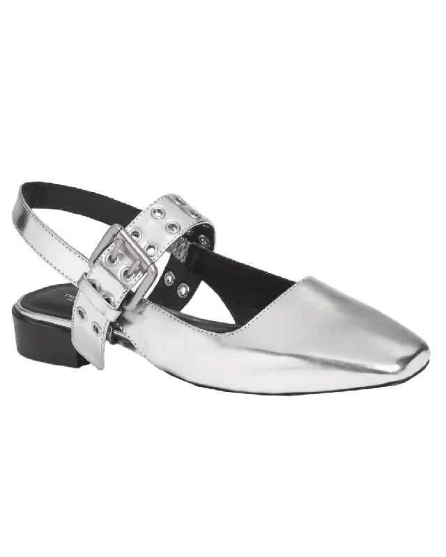 Astra Metallic Slingback Flat in Silver