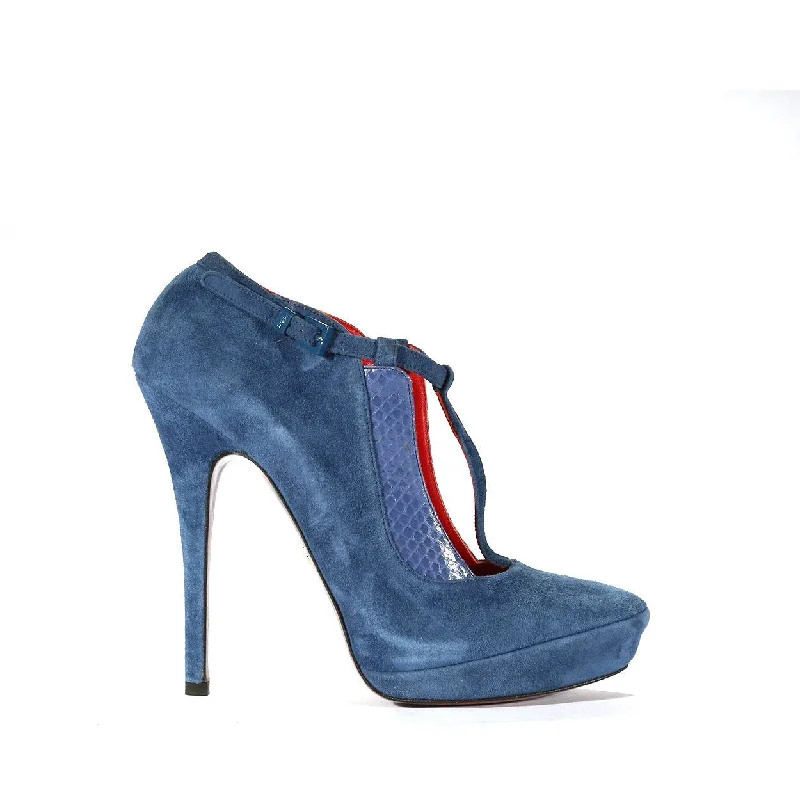 Cesare Paciotti Women's Shoes Blue Suede leather High Heel Sandals (CPW909)