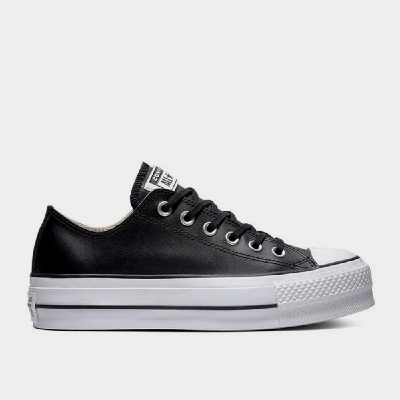 Converse Womens Chuck Taylor All Star Leather Platform Sneaker Black/White _ 180424 _ Black