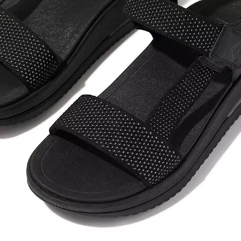 FitFlop Surff Two-Tone Webbing/Leather Back-Strap Sandals - Black