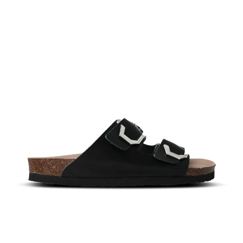 Galia Black Leather Sandals