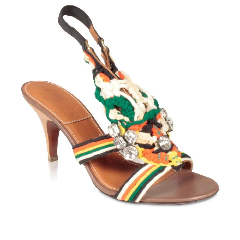 Lanvin Women's Designer Shoes Rainbow Multi-Color Jewel Woven Leather Sandals (LANVIN-1501)