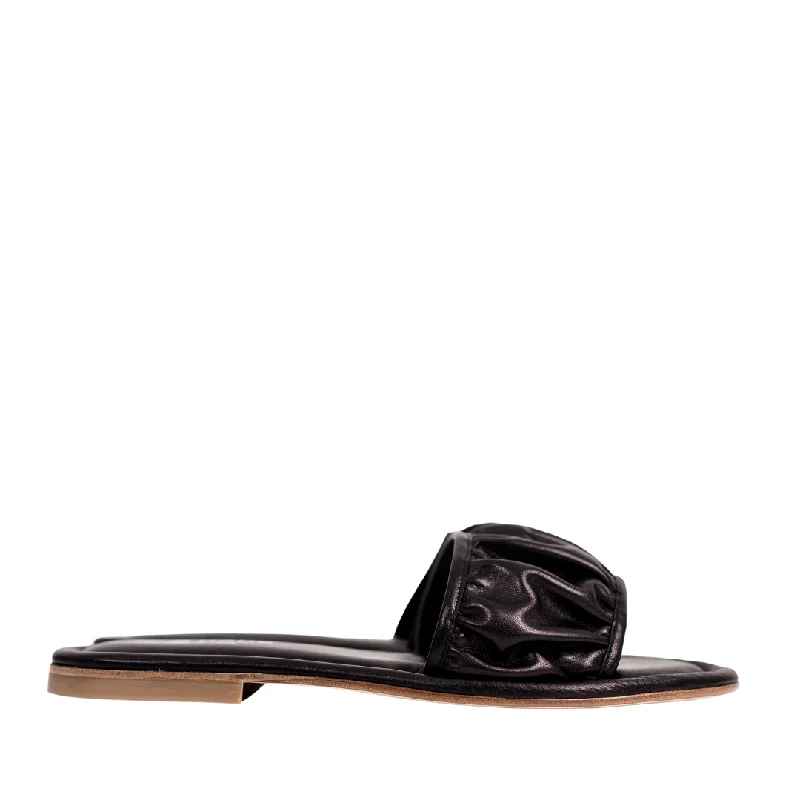 Le Babe Black Leather Sliders