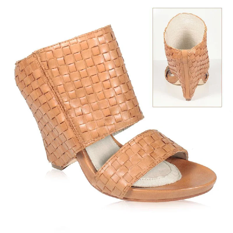 Mea Shadow Regina Women's Shoes Tan Woven Leather Sandals (MS104)