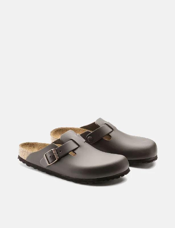 Womens Birkenstock Boston Natural Leather (Narrow) - Dark Brown