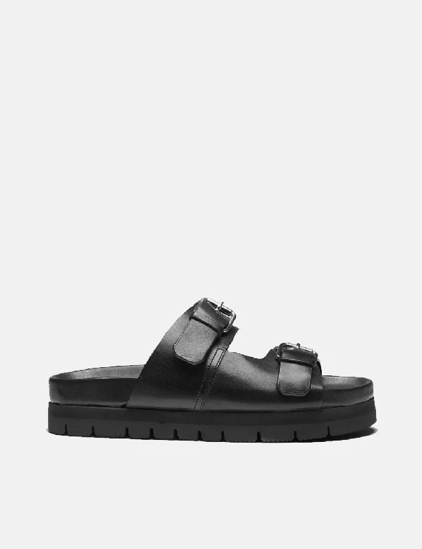 Womens Grenson Flora Slides (Leather) - Black