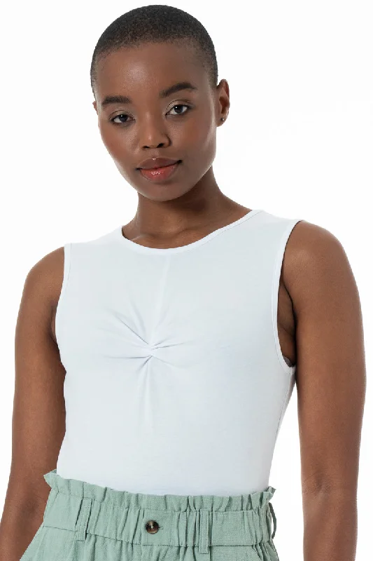 Front Knot Styled Bodysuit _ 152298 _ Optic White