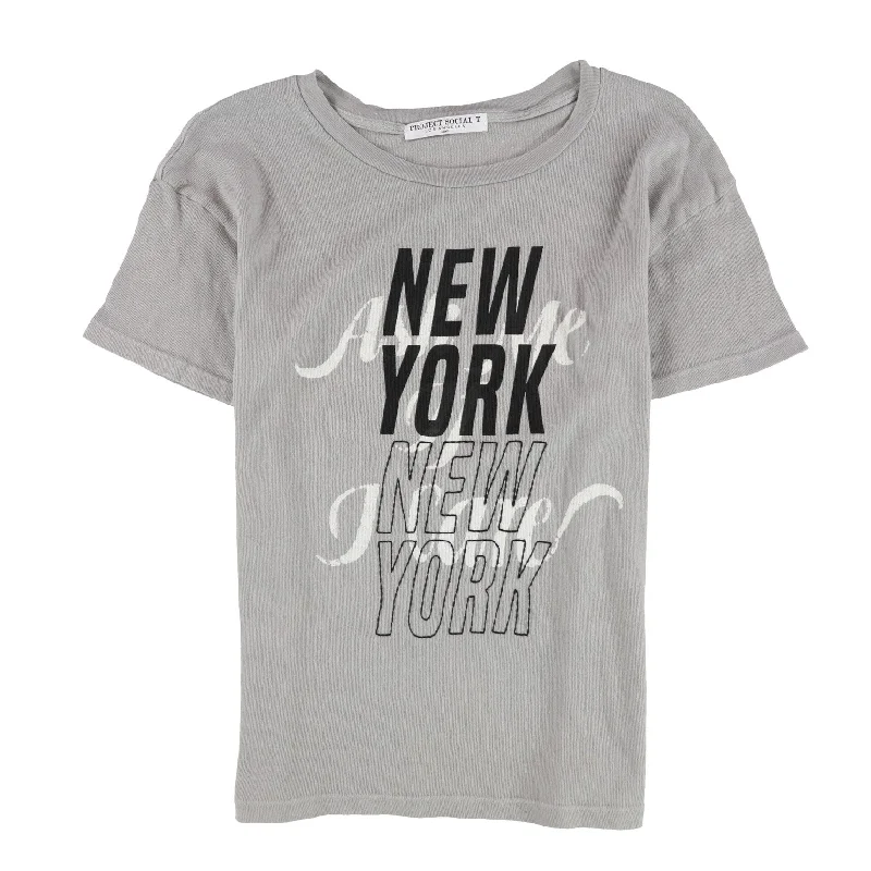 Project Social T Womens New York Graphic T-Shirt, Grey, Small