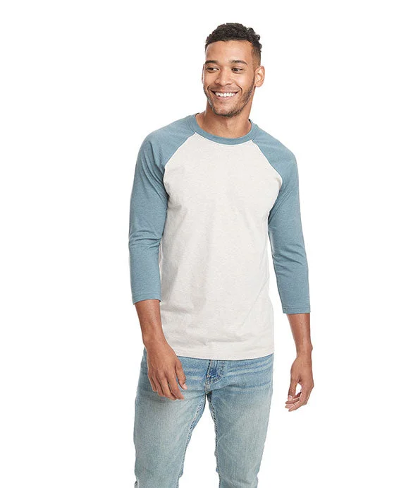 6251 - Next Level Unisex CVC 3/4 Sleeve Raglan Baseball T-Shirt | Indigo/Silk