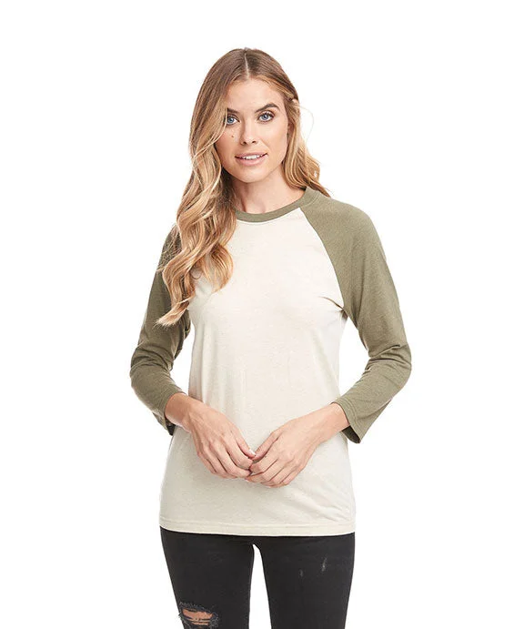 6251 - Next Level Unisex CVC 3/4 Sleeve Raglan Baseball T-Shirt | Military Green/Cream