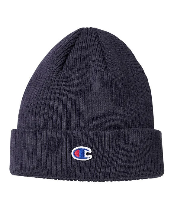 CS4003 - Champion Cuff Beanie With Patch | Athletic Navy