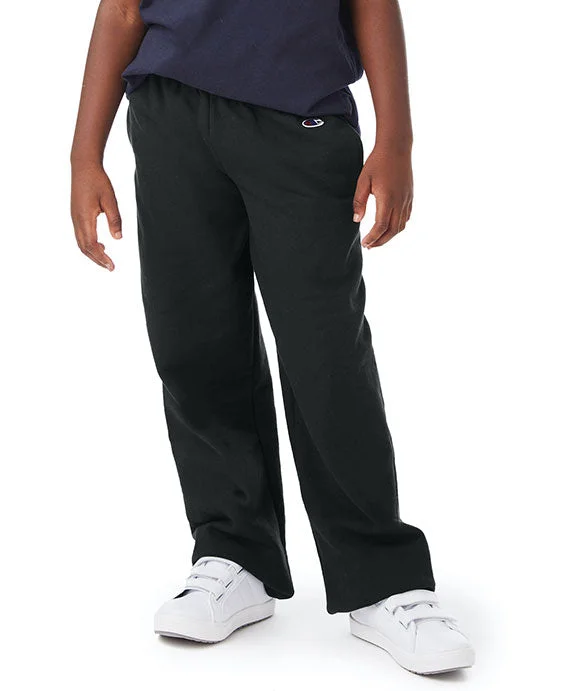 P890 - Champion Youth Powerblend® Open-Bottom Fleece Pants with Pockets | Black