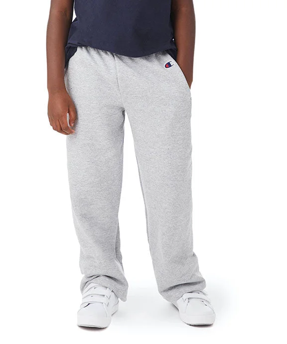 P890 - Champion Youth Powerblend® Open-Bottom Fleece Pants with Pockets | Light Steel