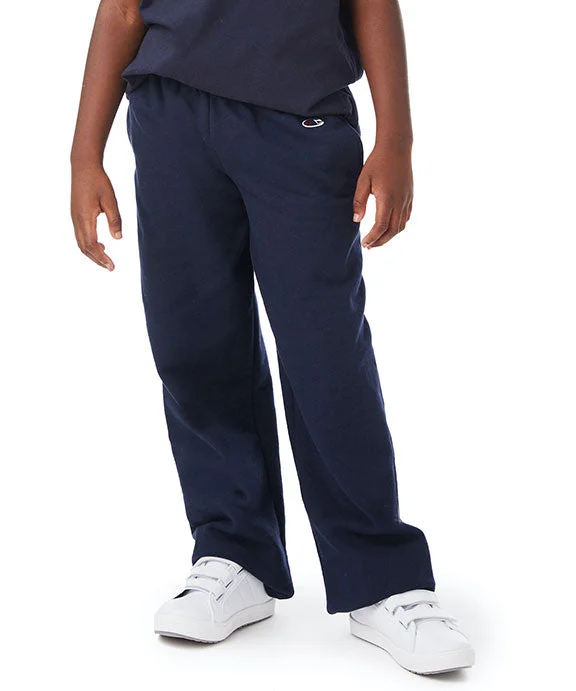 P890 - Champion Youth Powerblend® Open-Bottom Fleece Pants with Pockets | Navy